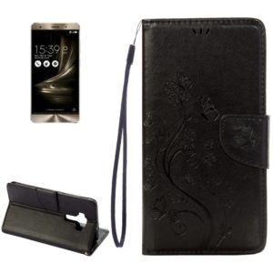 For Asus ZenFone 3 / ZE552KL Pressed Flowers Pattern Leather Case with Holder & Card Slots & Wallet(Black) (OEM)