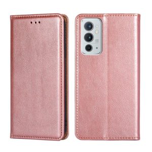 For OnePlus 9RT 5G Gloss Oil Solid Color Magnetic Leather Phone Case(Rose Gold) (OEM)