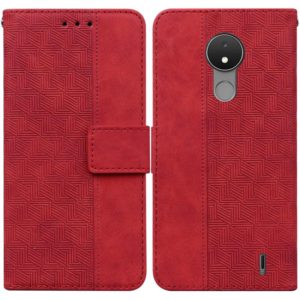 For Nokia C21 Geometric Embossed Leather Phone Case(Red) (OEM)
