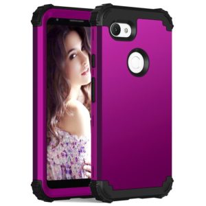 For Google Pixel 3a XL 3 in 1 Shockproof PC + Silicone Protective Case(Dark Purple + Black) (OEM)