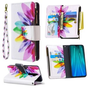 For Xiaomi Redmi Note 8 Pro Colored Drawing Pattern Zipper Horizontal Flip Leather Case with Holder & Card Slots & Wallet(Sun Flower) (OEM)