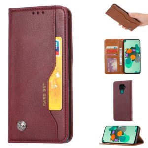 For Xiaomi Redmi Note 9/Redmi 10X Knead Skin Texture Horizontal Flip Leather Case , with Photo Frame & Holder & Card Slots & Wallet(Wine Red) (OEM)