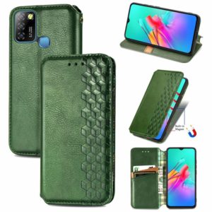 For Infinix Smart 5 Cubic Grid Pressed Horizontal Flip Magnetic PU Leather Case with Holder & Card Slots & Wallet(Green) (OEM)