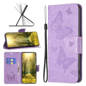 For Nokia G11 / G21 Embossing Two Butterflies Pattern Horizontal Flip PU Leather Case(Purple) (OEM)