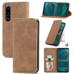 For Sony Xperia 5 III Retro Skin Feel Business Magnetic Horizontal Flip Leather Case with Holder & Card Slots & Wallet & Photo Frame(Brown) (OEM)