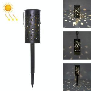 Outdoor Garden Wrought Iron Hollow Stars Moon Lantern Solar LED Lawn Ground Light(Warm Light) (OEM)