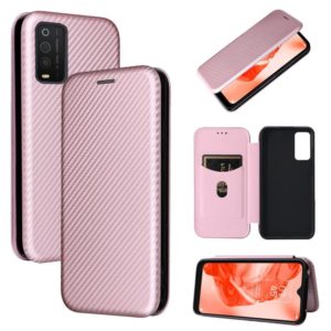 For TCL 205 Carbon Fiber Texture Horizontal Flip Leather Phone Case(Pink) (OEM)