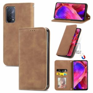 For OPPO A54 5G Retro Skin Feel Business Magnetic Horizontal Flip Leather Case With Holder & Card Slots & Wallet & Photo Frame(Brown) (OEM)