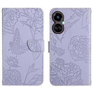 For Tecno Camon 19 Pro 4G HT03 Skin Feel Butterfly Embossed Flip Leather Phone Case(Purple) (OEM)