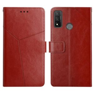 For Huawei P Smart 2020 Y Stitching Horizontal Flip Leather Phone Case with Holder & Card Slots & Wallet & Photo Frame(Brown) (OEM)