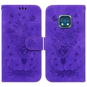 For Nokia XR20 Butterfly Rose Embossed Leather Phone Case(Purple) (OEM)