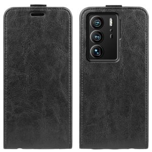 For ZTE Axon 40 Ultra R64 Texture Vertical Flip Leather Phone Case(Black) (OEM)