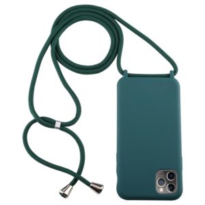 For iPhone 11 Pro Candy Color TPU Protective Case with Lanyard(Dark Green) (OEM)