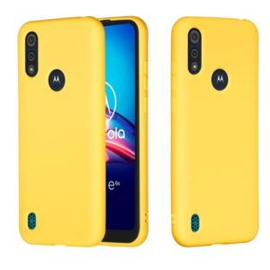For Motorola Moto E6s (2020) Pure Color Liquid Silicone Shockproof Full Coverage Protective Case(Yellow) (OEM)
