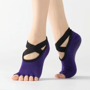 Lace Yoga Socks Non-Slip Five Finger Sports Cotton Socks Fashion Open Toe Dance Socks, Size: One Size(Dark Purple) (OEM)