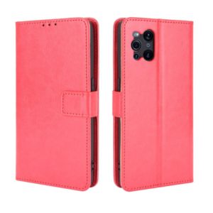 For OPPO Find X3 / Find X3 Pro Retro Crazy Horse Texture Horizontal Flip Leather Case with Holder & Card Slots & Lanyard(Red) (OEM)