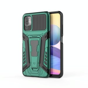 For Xiaomi Redmi Note 10 5G War Chariot Series Armor All-inclusive Shockproof PC + TPU Protective Case with Invisible Holder(Green) (OEM)