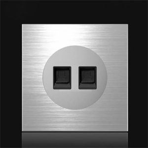 86mm Gray Aluminum Wire Drawing LED Switch Panel, Style:Dual Computer Socket (OEM)