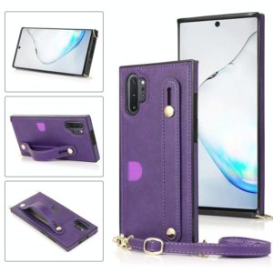 For Samsung Galaxy Note 10 Pro Wrist Strap PU+TPU Shockproof Protective Case with Crossbody Lanyard & Holder & Card Slot(Purple) (OEM)