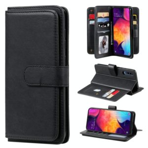 For Samsung Galaxy A50 Multifunctional Magnetic Copper Buckle Horizontal Flip Solid Color Leather Case with 10 Card Slots & Wallet & Holder & Photo Frame(Black) (OEM)