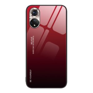 For Honor 50 Gradient Color Glass Phone Case(Red Black) (OEM)