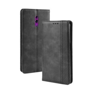 Magnetic Buckle Retro Crazy Horse Texture Horizontal Flip Leather Case for OPPO Reno , with Holder & Card Slots & Photo Frame(Black) (OEM)