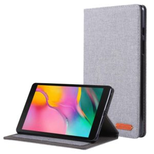 For Samsung Galaxy Tab A7 Lite 8.7 T220 / T225 Horizontal Flip TPU + Fabric PU Leather Protective Case with Name Card Clip(Grey) (OEM)
