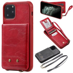 For iPhone 11 Pro Vertical Flip Shockproof Leather Protective Case with Long Rope, Support Card Slots & Bracket & Photo Holder & Wallet Function(Red) (OEM)