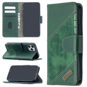 For iPhone 12 mini Matching Color Crocodile Texture Horizontal Flip PU Leather Case with Wallet & Holder & Card Slots(Green) (OEM)