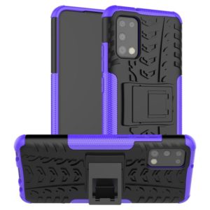 For Samsung Galaxy A02s (US Edition) Tire Texture Shockproof TPU+PC Protective Case with Holder(Purple) (OEM)