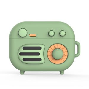 2 PCS Retro Radio Shape Protective Cover Silicone Case for AirPods Pro, Colour: Matcha Green (OEM)
