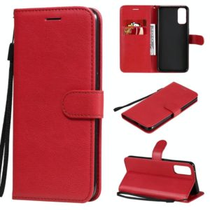 For Oppo Reno4 5G Solid Color Horizontal Flip Protective Leather Case with Holder & Card Slots & Wallet & Photo Frame & Lanyard(Red) (OEM)