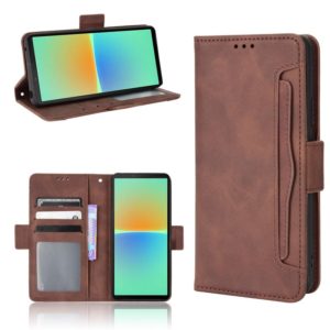 For Sony Xperia 10 IV Skin Feel Calf Texture Card Slots Leather Phone Case(Brown) (OEM)