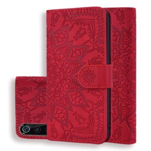 Calf Pattern Double Folding Design Embossed Leather Case with Wallet & Holder & Card Slots for Xiaomi Mi 9(Red) (OEM)