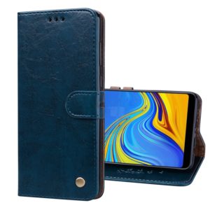 Business Style Oil Wax Texture Horizontal Flip Leather Case for Samsung Galaxy A9 (2018) / A9s, with Holder & Card Slots & Wallet c(Blue) (OEM)