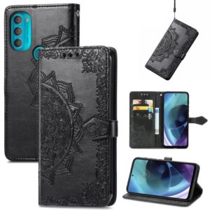 For Motorola Moto G71 5G Mandala Flower Embossed Flip Leather Phone Case(Black) (OEM)