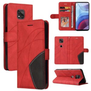 For Motorola Moto G Power 2021 Dual-color Splicing Horizontal Flip PU Leather Case with Holder & Card Slots & Wallet(Red) (OEM)