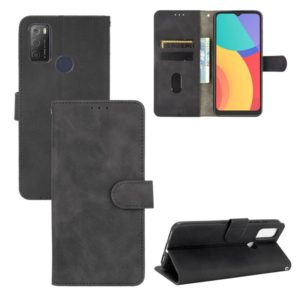 For alcatel 1S (2021) Solid Color Skin Feel Magnetic Buckle Horizontal Flip Calf Texture PU Leather Case with Holder & Card Slots & Wallet(Black) (OEM)