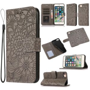 Skin Feel Embossed Sunflower Horizontal Flip Leather Case with Holder & Card Slots & Wallet & Lanyard For iPhone 6 / 6s(Gray) (OEM)