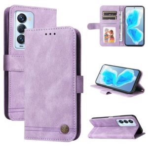 For Tecno Camon 18 Premier Skin Feel Life Tree Metal Button Leather Phone Case(Purple) (OEM)