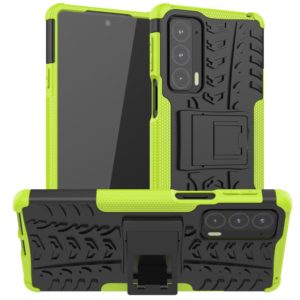 For Motorola Edge 20 Tire Texture Shockproof TPU+PC Protective Case with Holder(Green) (OEM)