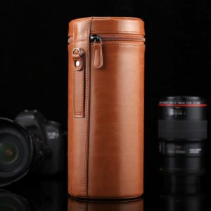 Extra Large Lens Case Zippered PU Leather Pouch Box for DSLR Camera Lens, Size: 24.5*10.5*10.5cm(Brown) (OEM)
