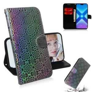 For Huawei Honor 8X Solid Color Colorful Magnetic Buckle Horizontal Flip PU Leather Case with Holder & Card Slots & Wallet & Lanyard(Silver) (OEM)