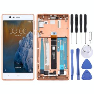TFT LCD Screen for Nokia 3 TA-1032 Digitizer Full Assembly with Frame & Side Keys (Gold) (OEM)