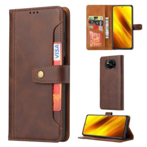 For Xiaomi POCO X3 NFC / X3 Calf Texture Double Fold Clasp Horizontal Flip Leather Case with Photo Frame & Holder & Card Slots & Wallet(Coffee) (OEM)