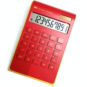 Ultra-Thin Gold Frame Solar Dual Power Arithmetic Calculator(Red) (OEM)
