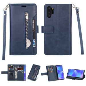 For Samsung Galaxy Note10+ Multifunctional Zipper Horizontal Flip Leather Case with Holder & Wallet & 9 Card Slots & Lanyard(Blue) (OEM)