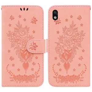 For Sony Xperia Ace III Butterfly Rose Embossed Leather Phone Case(Pink) (OEM)