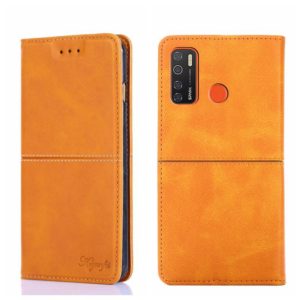 For Tecno Camon 15 CD7/Camon 15 Air/Spark 5/Spark 5 Pro Cow Texture Magnetic Horizontal Flip Leather Phone Case(Light Brown) (OEM)