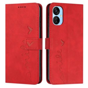 For Tecno Camon 19 Neo Skin Feel Heart Pattern Leather Phone Case(Red) (OEM)